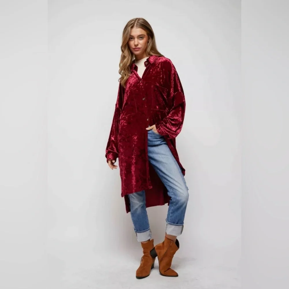 💫 Crushed Velvet Shirt Dress - Picture 7 of 11